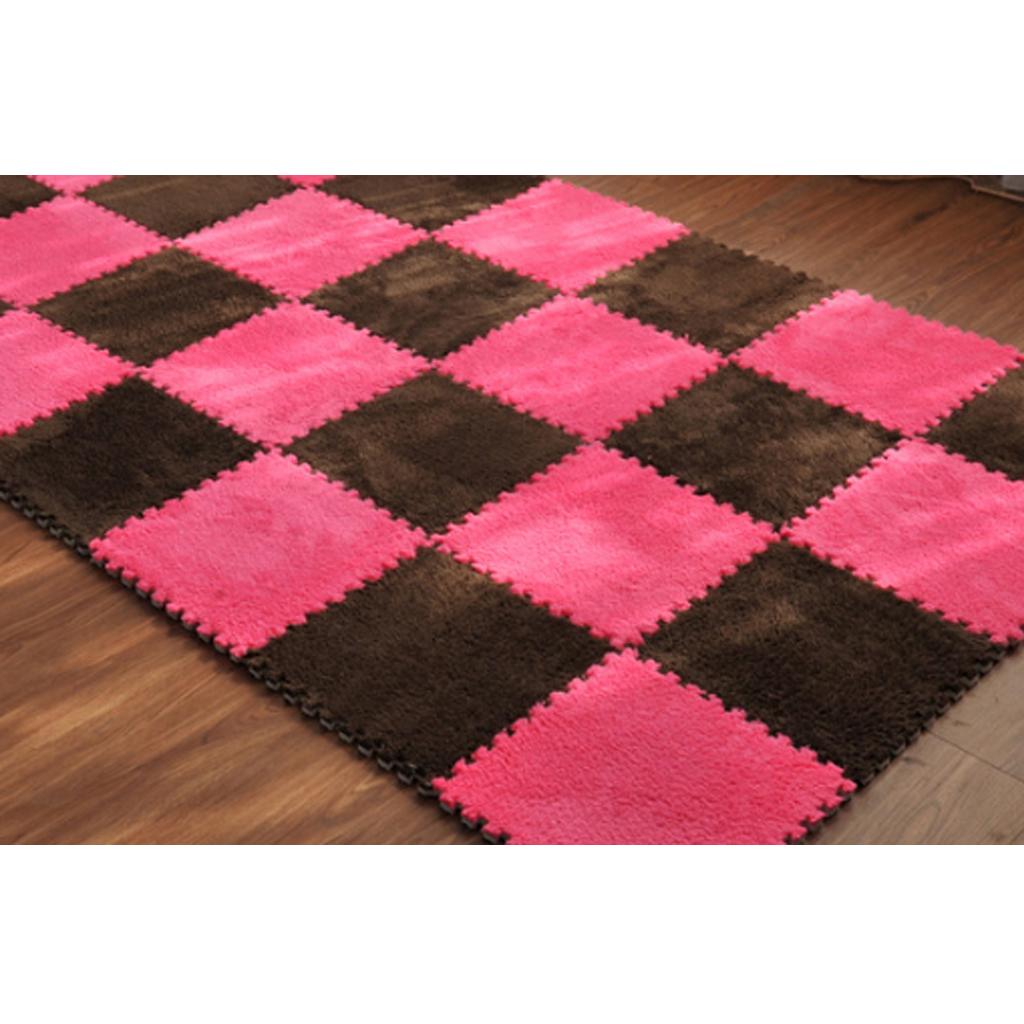 20Pcs EVA Foam Interlocking Puzzle Exercise Mat Crawl Mat, Brown Rose Red