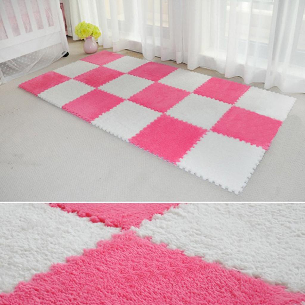 20Pcs EVA Foam Interlocking Puzzle Exercise Mat Crawl Mat, White Rose Red