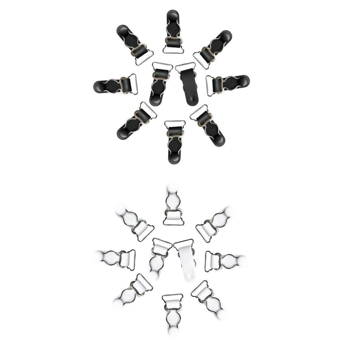 20/set White Black Women Garter Belt Straps Grips Stockings Suspenders Hooks