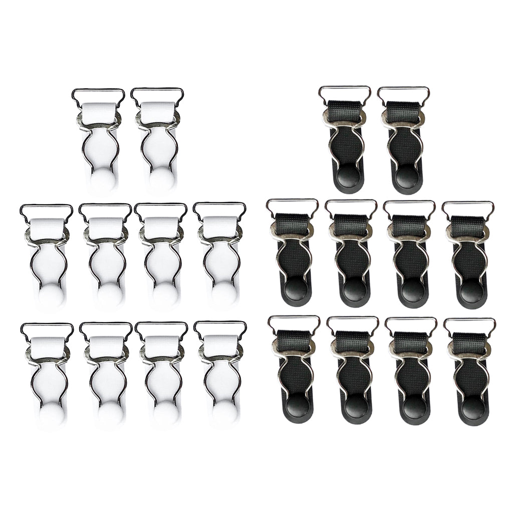 20 White Black Women Garter Belt Straps Grips Stockings Suspenders Clip 26mm