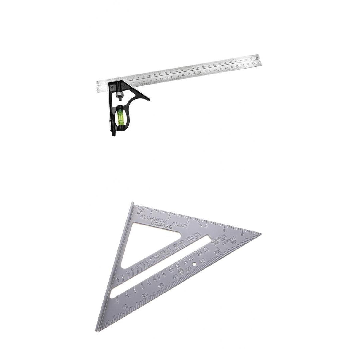 300mm 12 Adjustable Combination Set and 7" Aluminum Triangle Ruler Square"