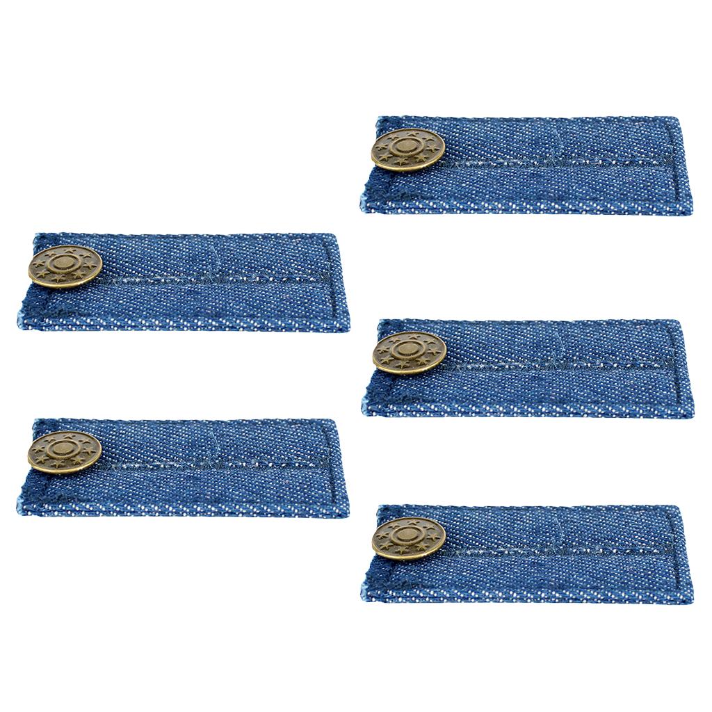 5 Blue Denim Jeans Pants Skirt Waist Extender Button Waist Expander
