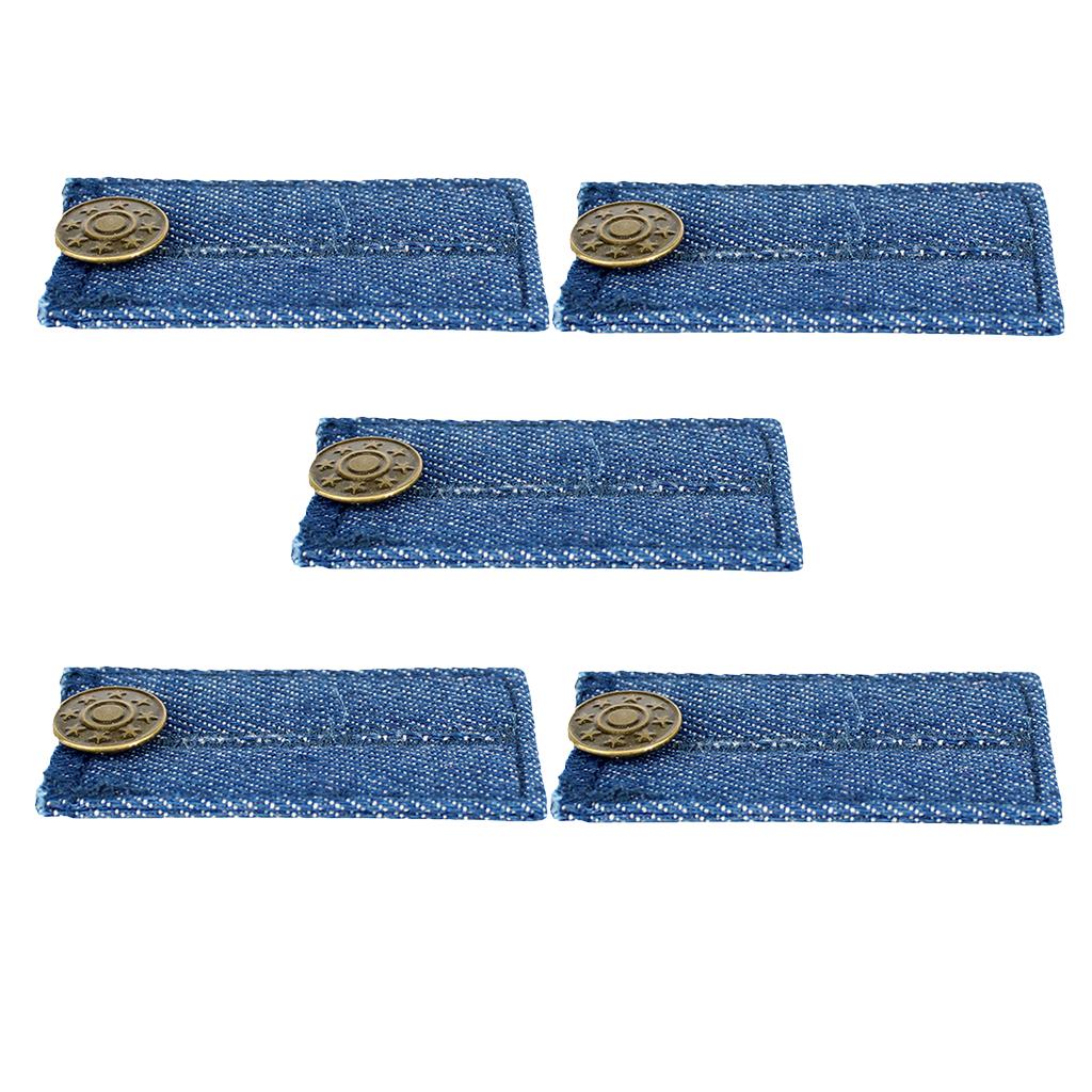 5 Blue Denim Jeans Pants Skirt Waist Extender Button Waist Expander
