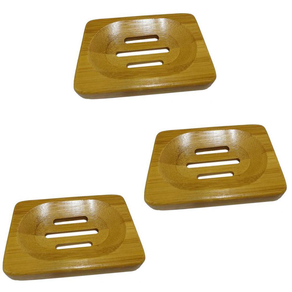 3Pcs Wooden Soap Case Holder Sink Deck Bathtub Shower Dish Hand Craft 12x8cm