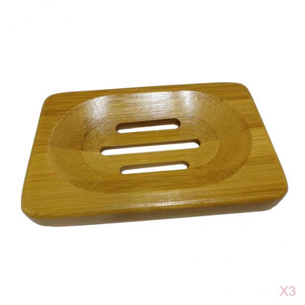 3Pcs Wooden Soap Case Holder Sink Deck Bathtub Shower Dish Hand Craft 12x8cm
