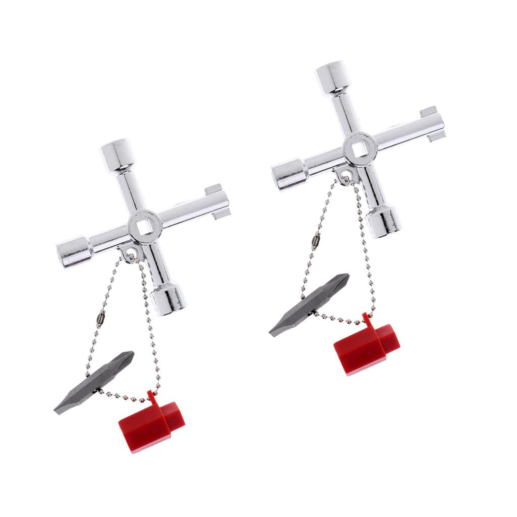 2x 5-in-1 Zinc Cross Switch Key Wrench Square Triangle Screwdriver Hand Tool