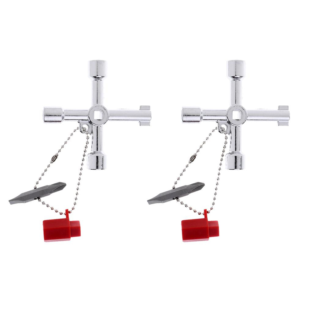 2x 5-in-1 Zinc Cross Switch Key Wrench Square Triangle Screwdriver Hand Tool