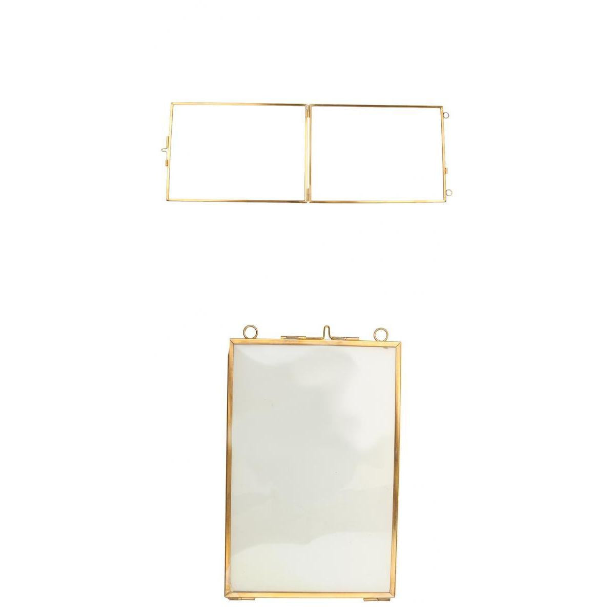 Antique Brass Glass Picture Photo Frame Hanging Portrait 5x7 inch+4x6 inch