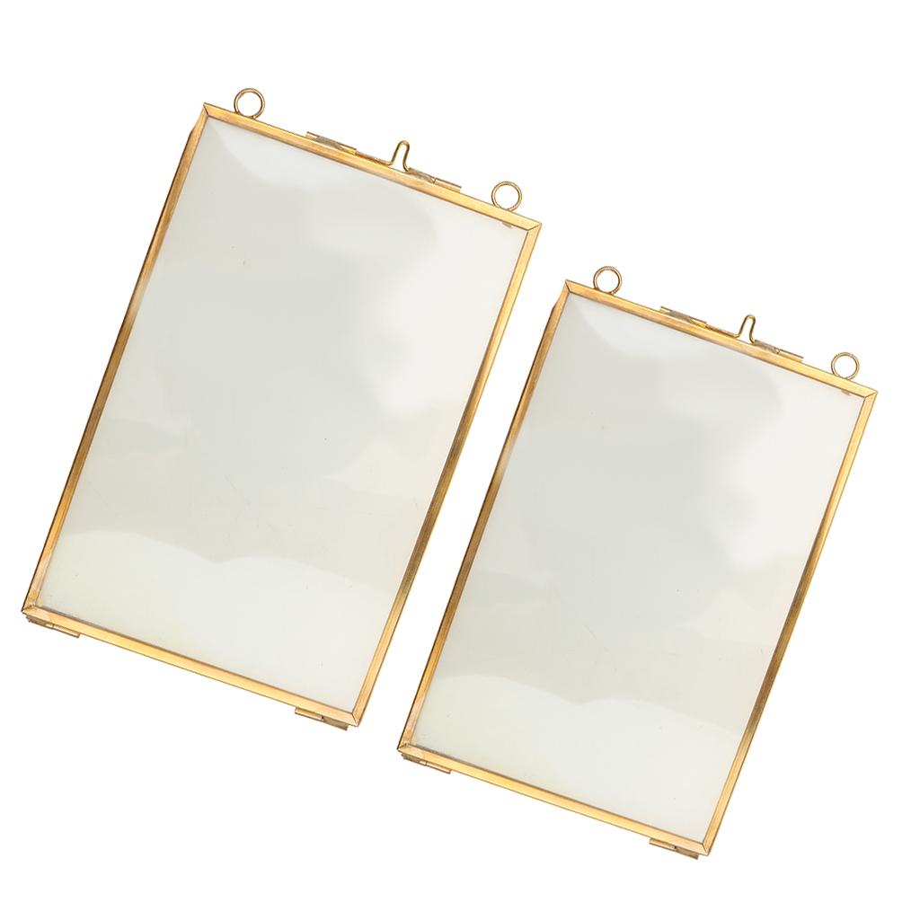 Antique Brass Glass Picture Photo Frame Hanging Portrait 5x7 inch+4x6 inch