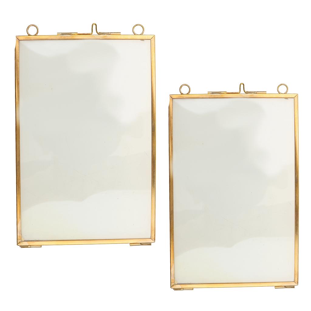 Antique Brass Glass Picture Photo Frame Hanging Portrait 5x7 inch+4x6 inch