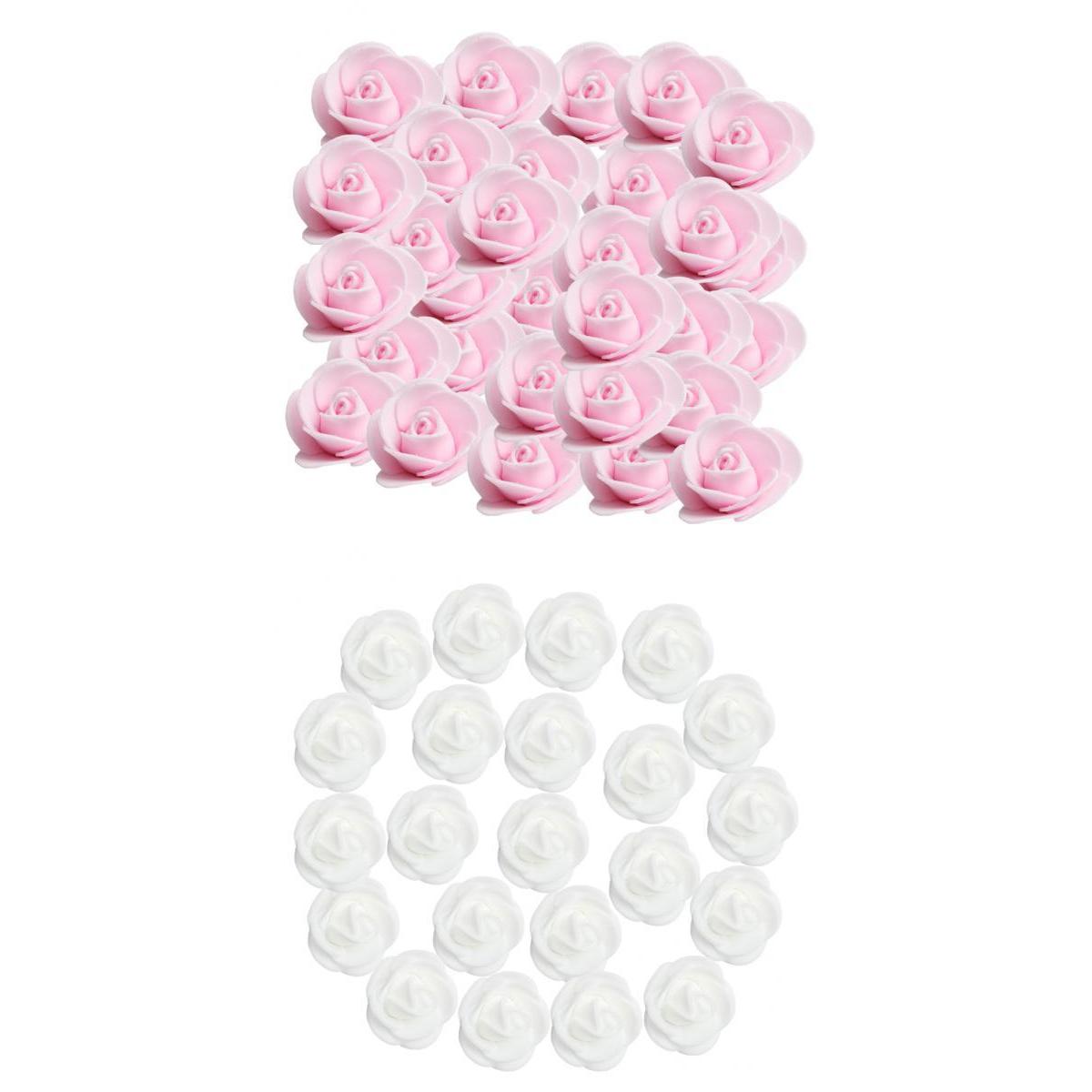 200 Pieces PE Foam Rose Flower Heads Artificial Rose Flower Light Pink+White