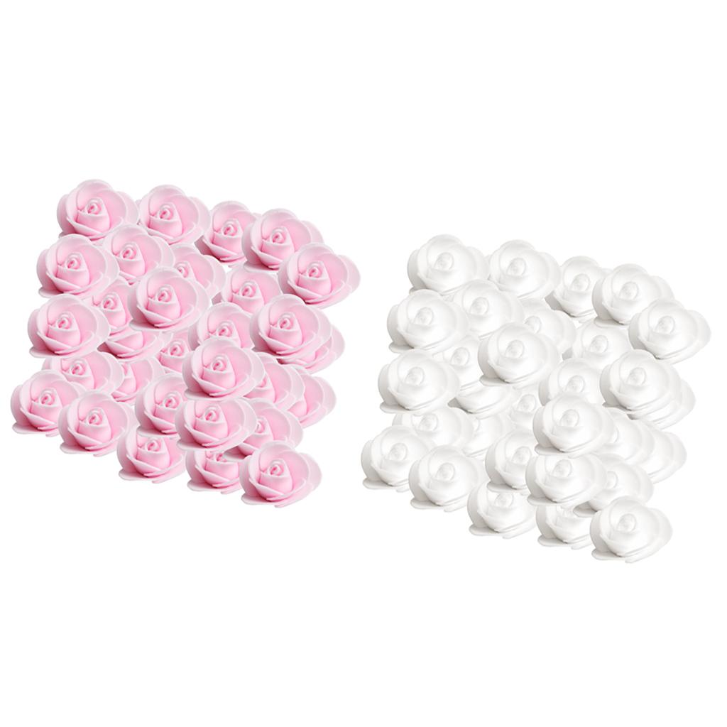 200 Pieces PE Foam Rose Flower Heads Artificial Rose Flower Light Pink+White