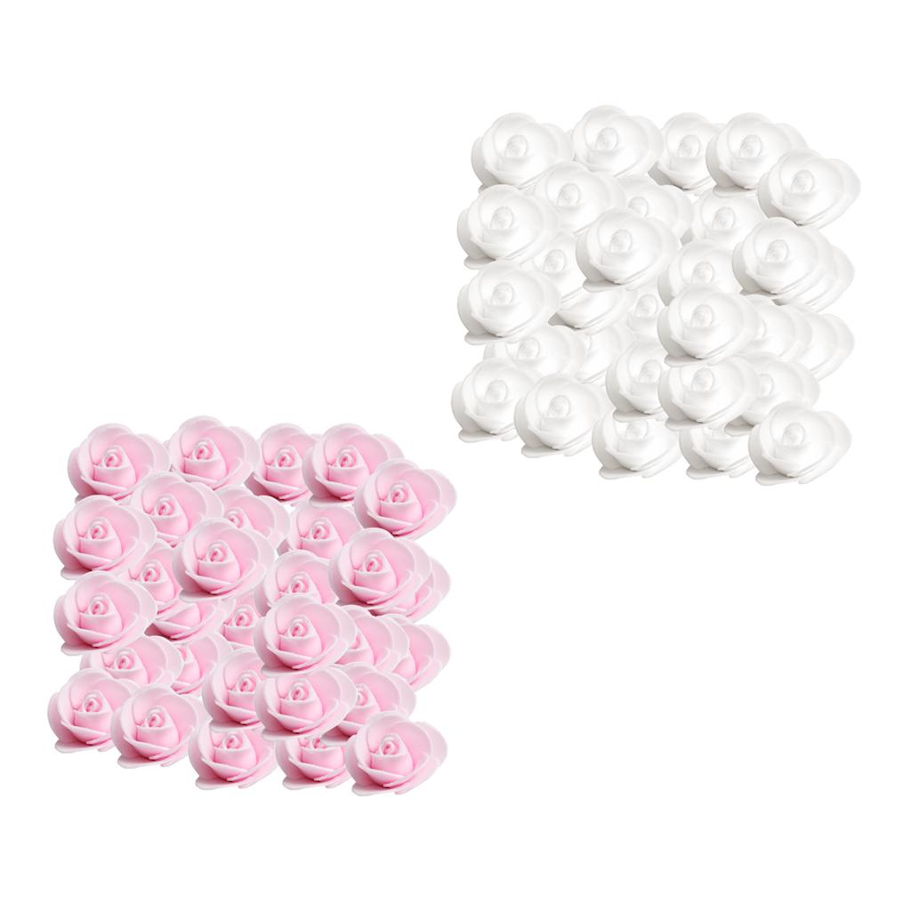 200 Pieces PE Foam Rose Flower Heads Artificial Rose Flower Light Pink+White