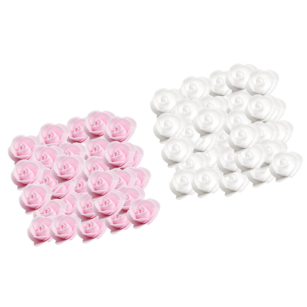 200 Pieces PE Foam Rose Flower Heads Artificial Rose Flower Light Pink+White