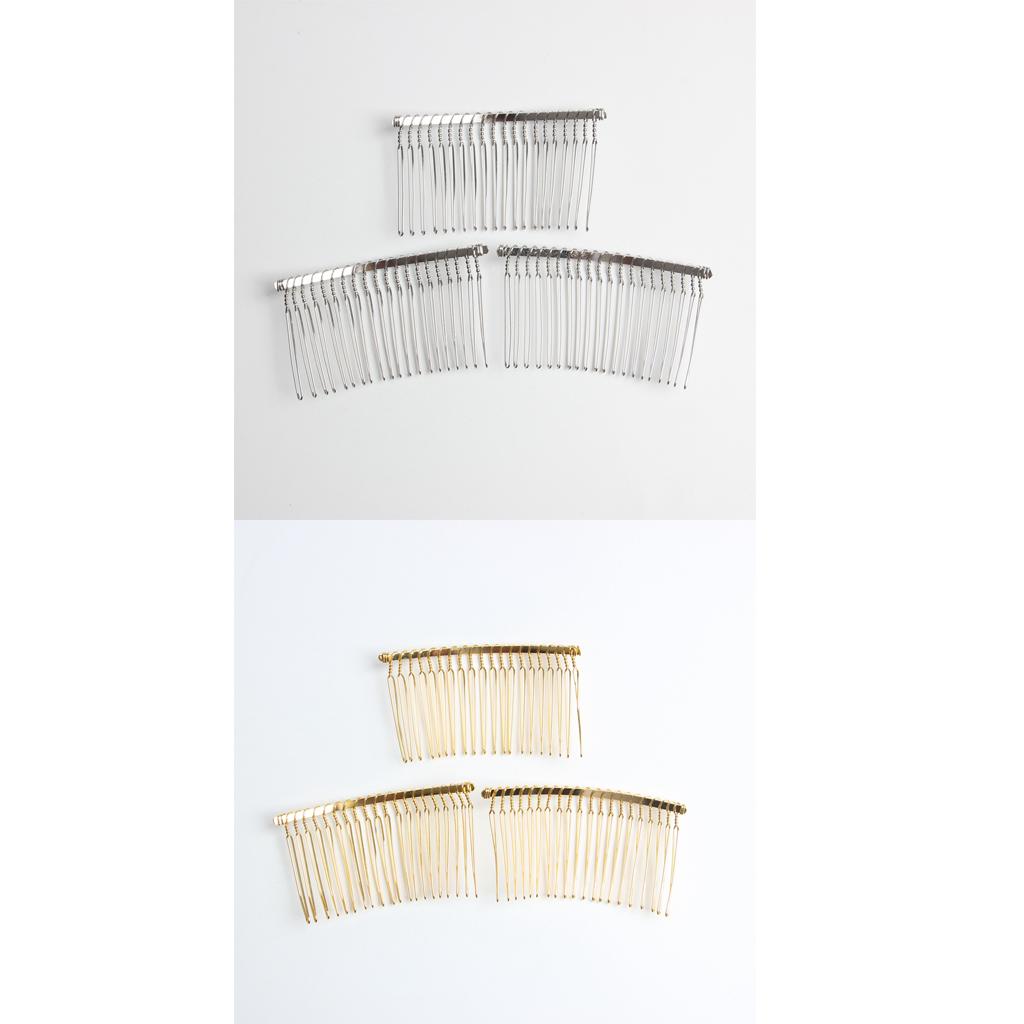 20 Pieces Teeth Metal Wire Hair Comb Wedding for Jewelry Making Silver+Gold