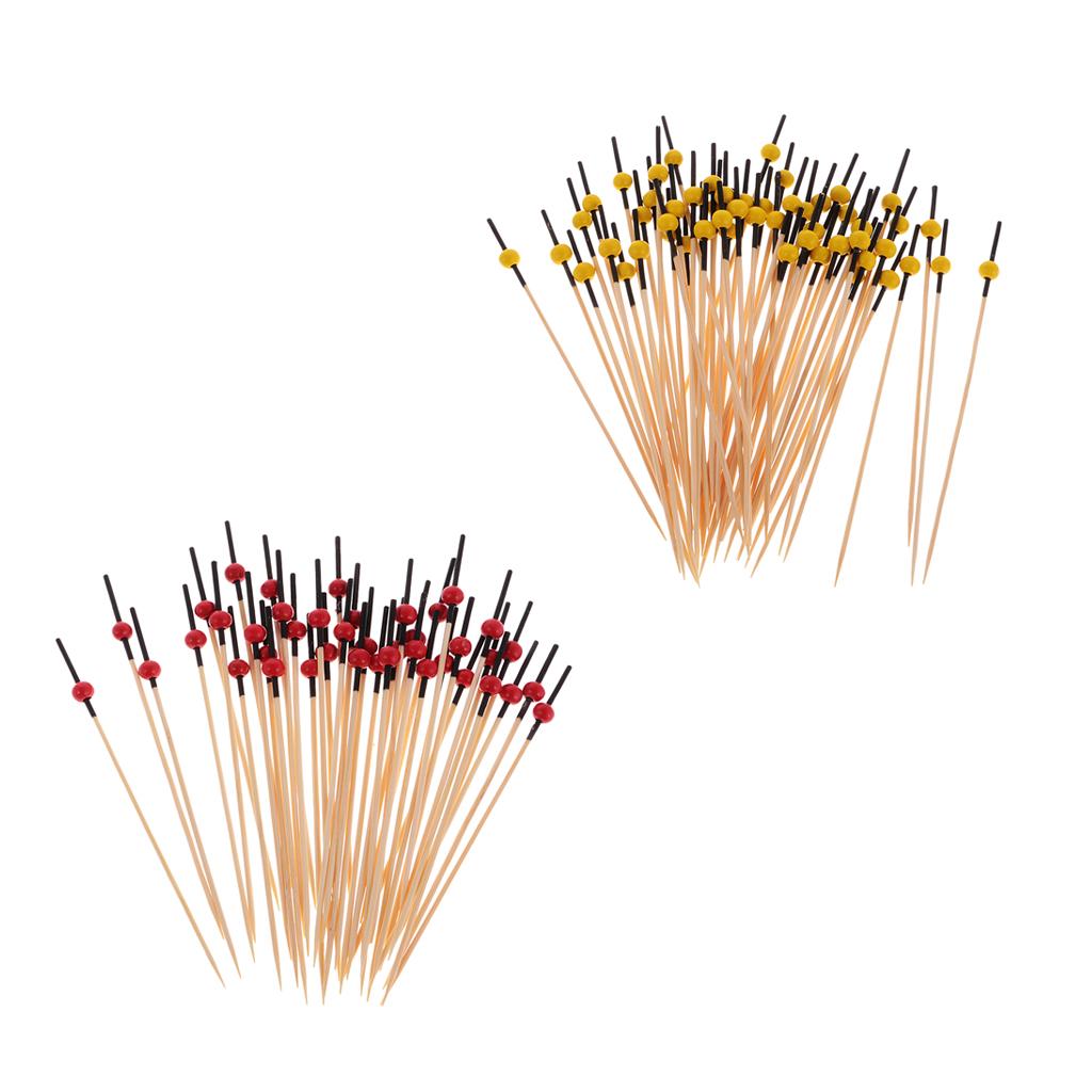 200 Pieces Beads Cocktail Sticks Sandwich Fruit Toothpick Picks Yellow+Red