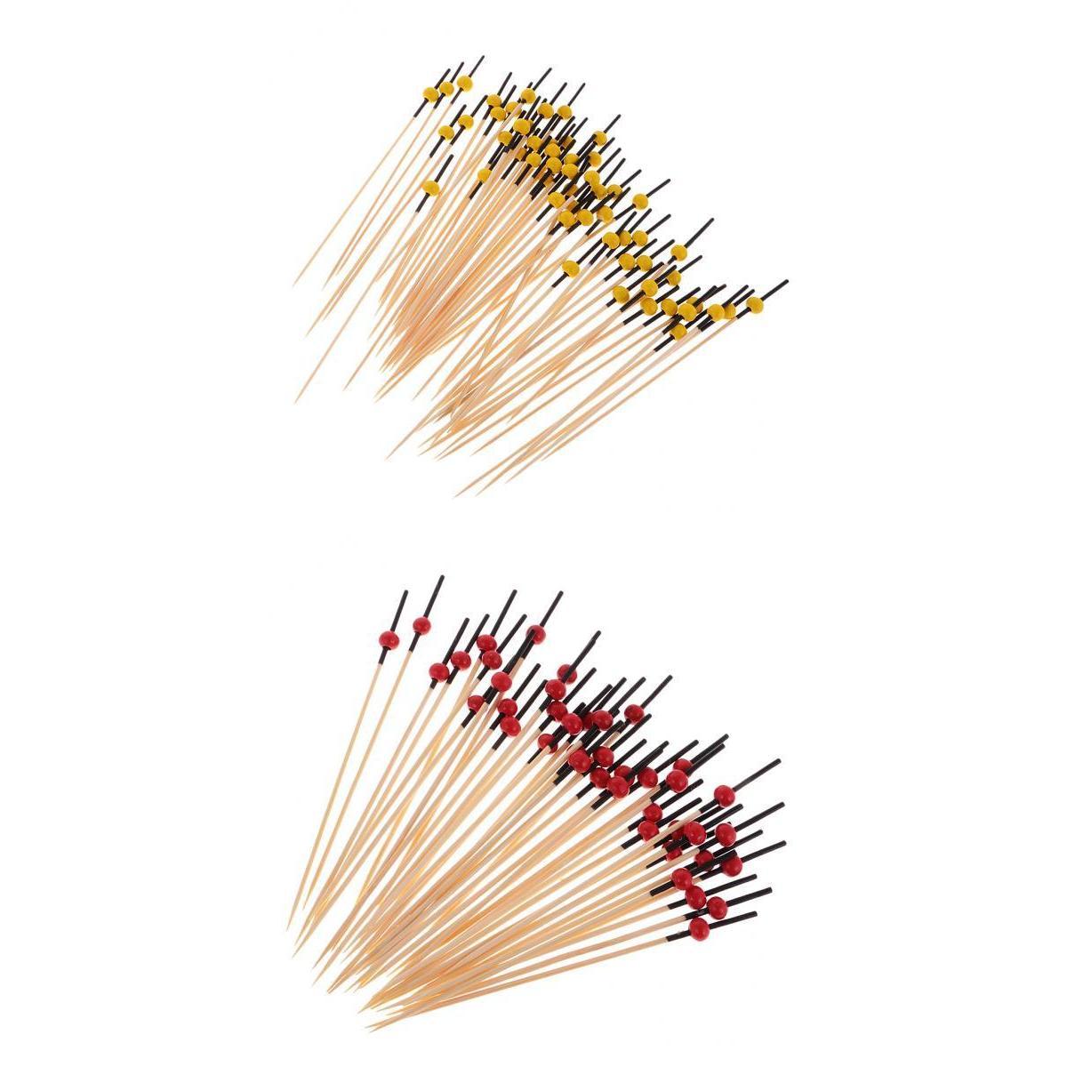 200 Pieces Beads Cocktail Sticks Sandwich Fruit Toothpick Picks Yellow+Red