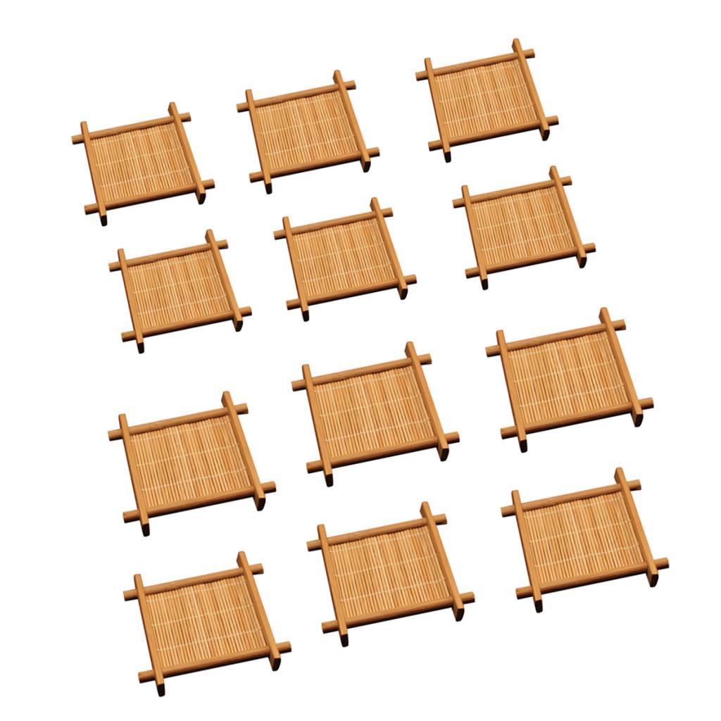 12x Bamboo Tea Coffee Cup Mat Mug Bowl Insulation Pad Coaster Holder 2 Sizes