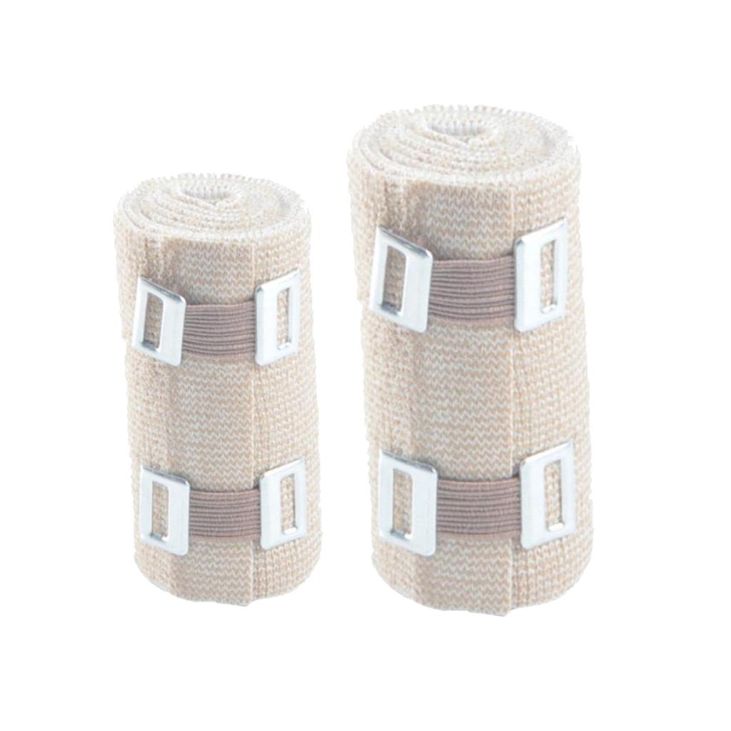 2 Rolls Elastic Bandage Sports Injury Compression Wrap Brace Hook Closure
