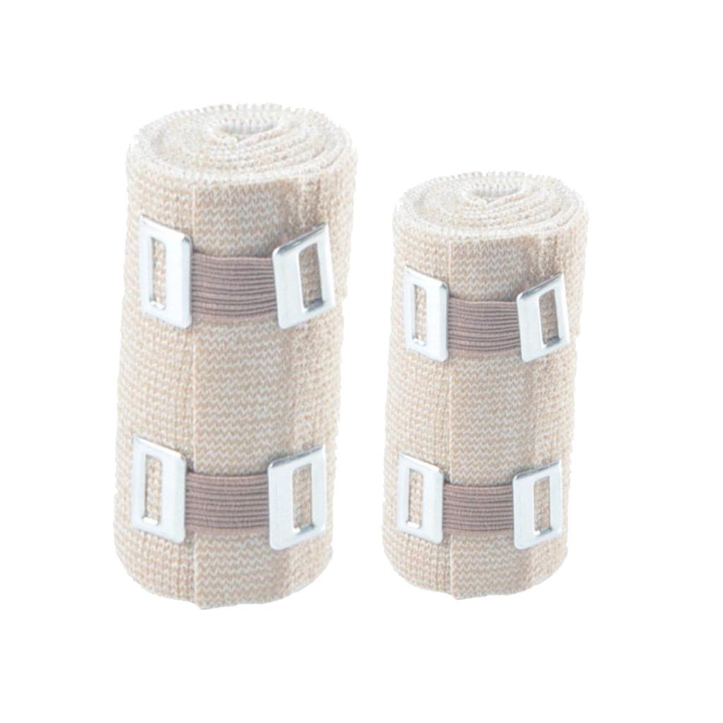 2 Rolls Elastic Bandage Sports Injury Compression Wrap Brace Hook Closure