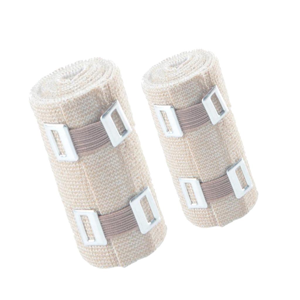 2 Rolls Elastic Bandage Sports Injury Compression Wrap Brace Hook Closure