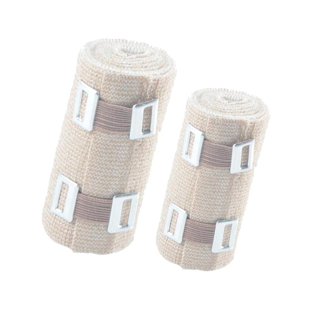 2 Rolls Elastic Bandage Sports Injury Compression Wrap Brace Hook Closure