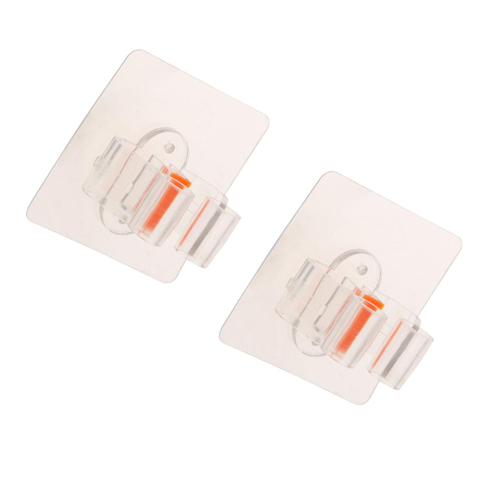 2 pieces Reusable Self-adhesive Broom Mop Holder Mop Broom Clip Hanger Clear