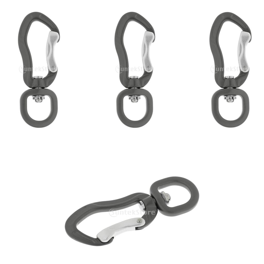 4pcs 400KG Swivel Eye Snap Hook Aluminum Carabiner Backpack Hanging Hook