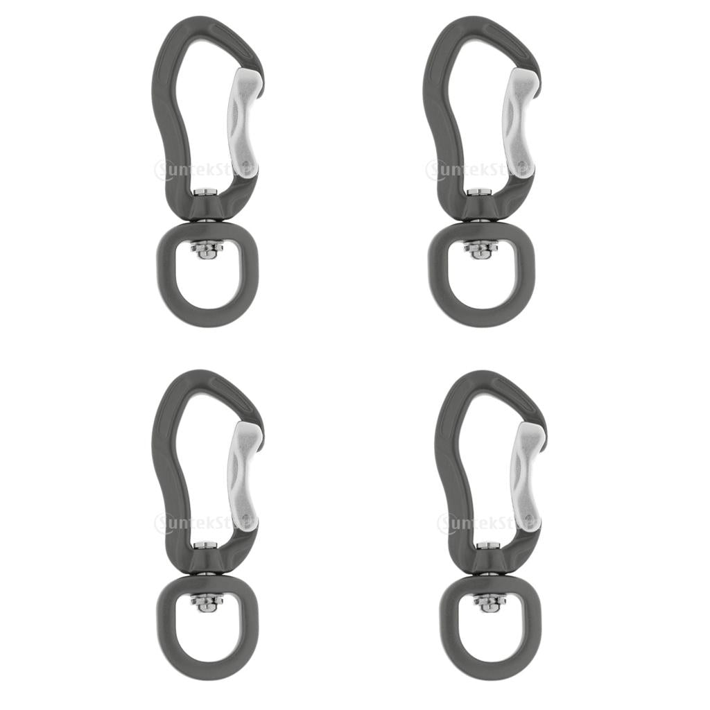 4pcs 400KG Swivel Eye Snap Hook Aluminum Carabiner Backpack Hanging Hook