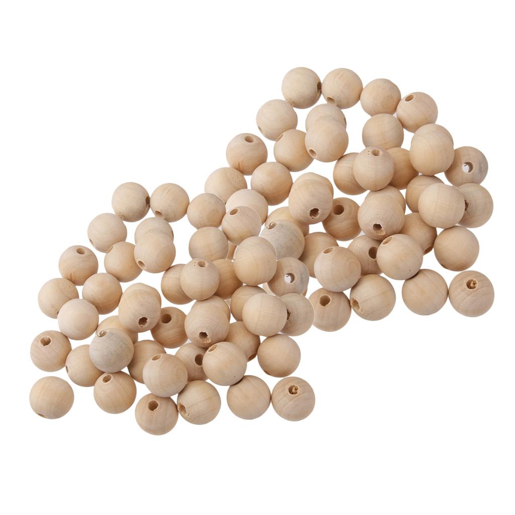 100 Pieces Natural Wooden Unpainted Craft Beads DIY Jewelry Making Findings