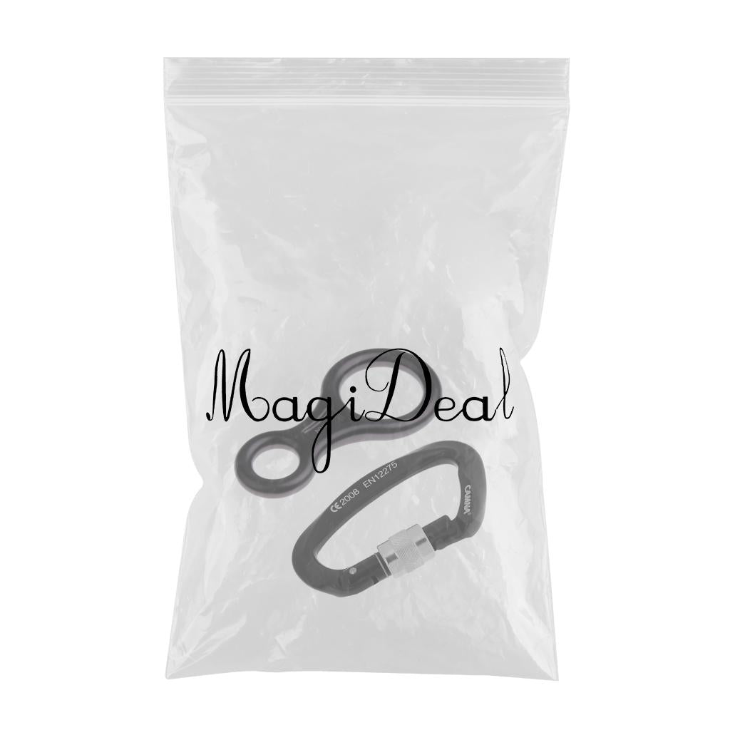 25KN Screw Lock Climbing Carabiner + 35KN Figure 8 Rope Descender
