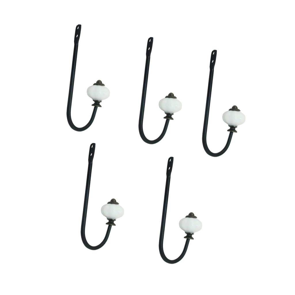 5 pieces Ceramic Head Door Wall Hooks Holder Key Towel Coat Hat Hanger