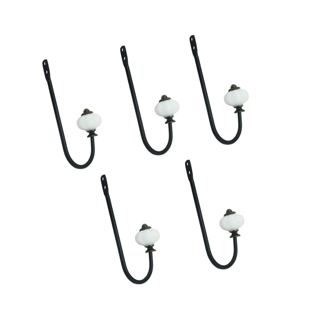 5 pieces Ceramic Head Door Wall Hooks Holder Key Towel Coat Hat Hanger