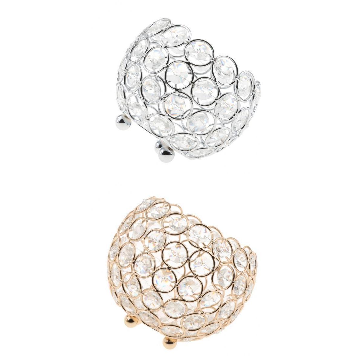 2-Piece 12cm Crystal Bling Votive Tealight Candle Holder Wedding Centerpiece