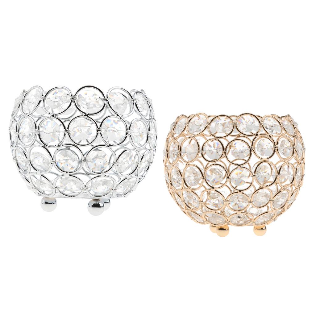 2-Piece 12cm Crystal Bling Votive Tealight Candle Holder Wedding Centerpiece