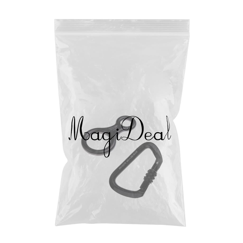 28KN Aluminum Screw Locking Carabiner + 8 Shape Descender Climbing Hardware
