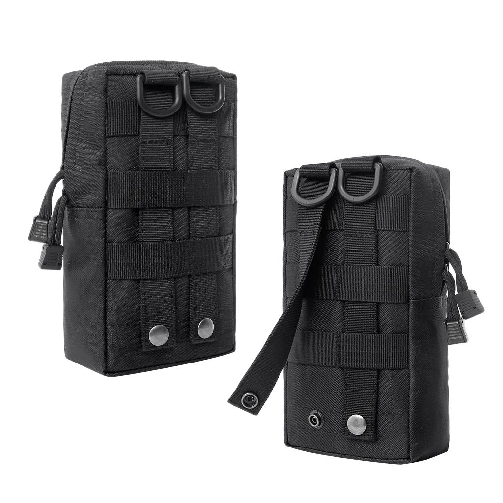 2 Pack MOLLE Gear Pouches Small Tactical Pouch Combat Bag Attachments Black