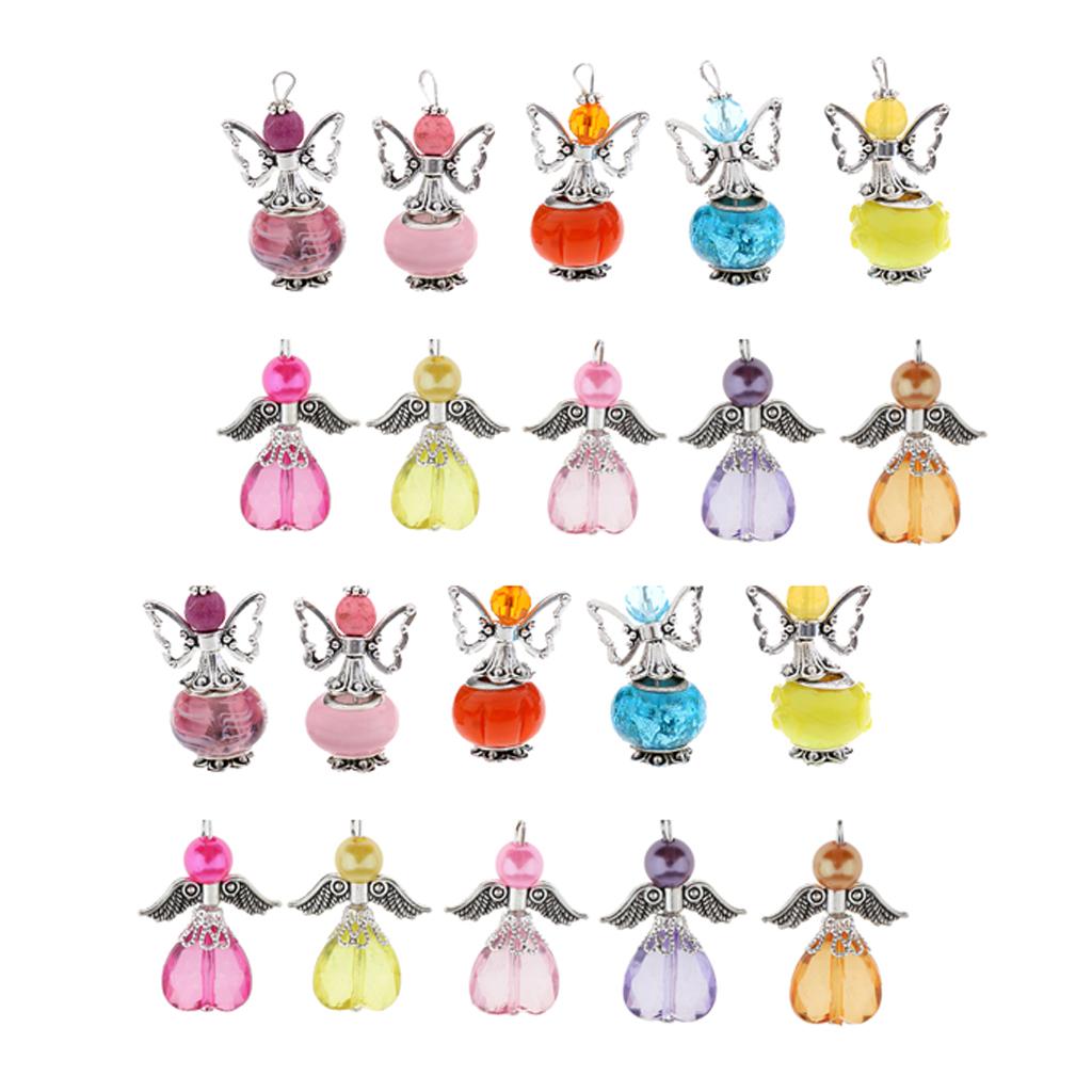 20 Pieces Colorful Angel Wings Butterfly Charms Pendant Acrylic Beads Crafts