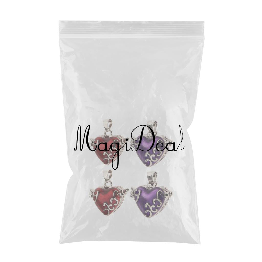 4 Pieces Heart Enamel Openable Cremation Keepsake Urn Pendant Fit Necklace