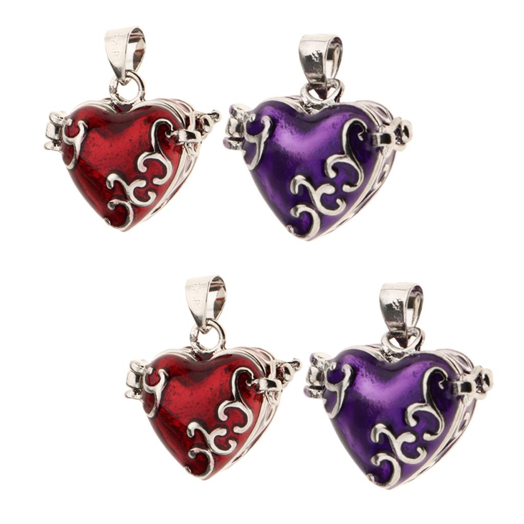4 Pieces Heart Enamel Openable Cremation Keepsake Urn Pendant Fit Necklace