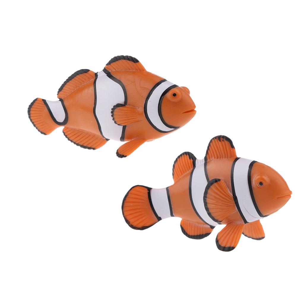 2pcs Simulation Animal Model Figure Toys Figurine Home Decor Clownfish