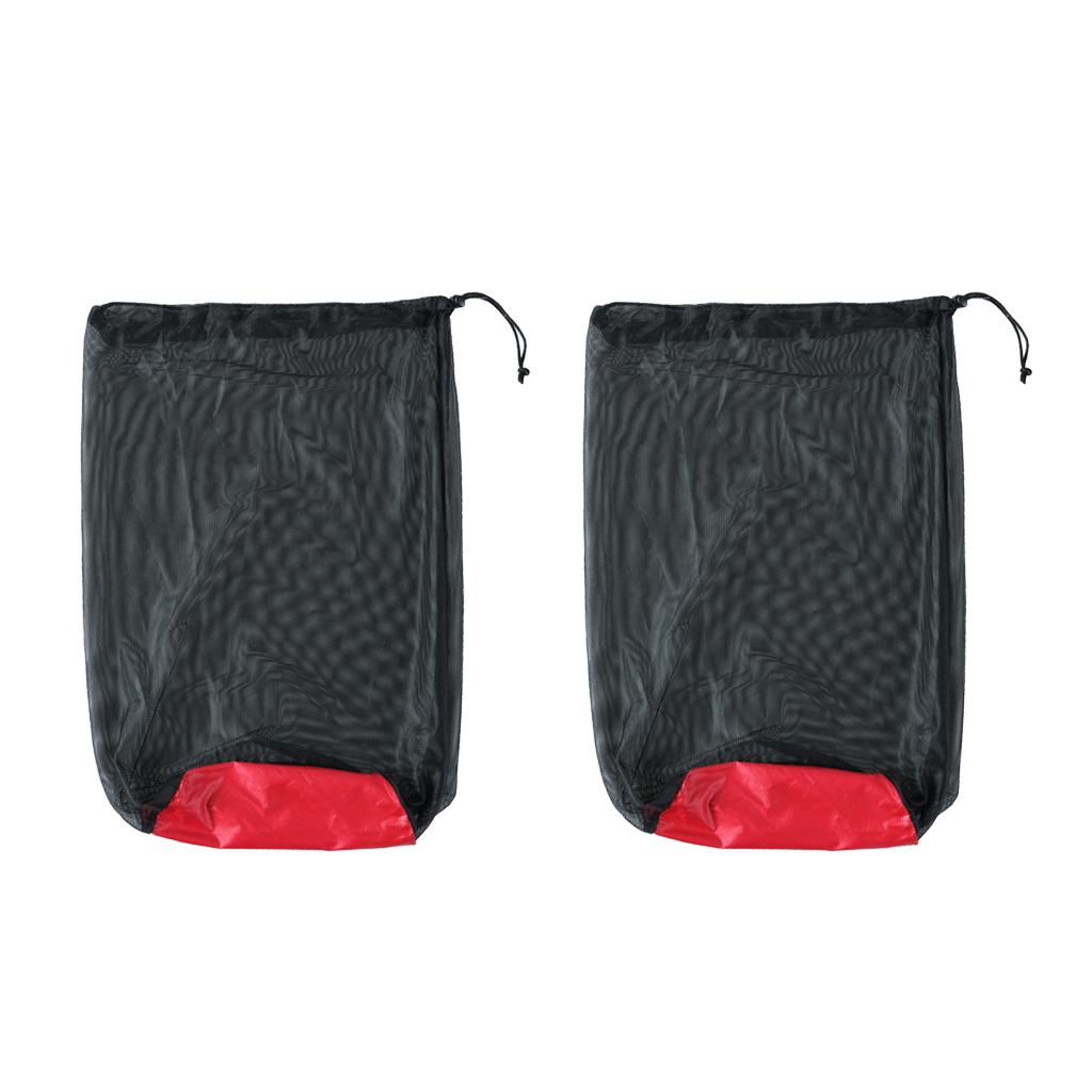 2 pcs Ultra Light Mesh Stuff Sack Storage Bag for Tavel Camping Black
