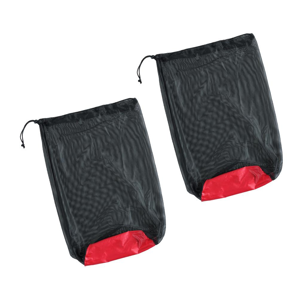 2 pcs Ultra Light Mesh Stuff Sack Storage Bag for Tavel Camping Black