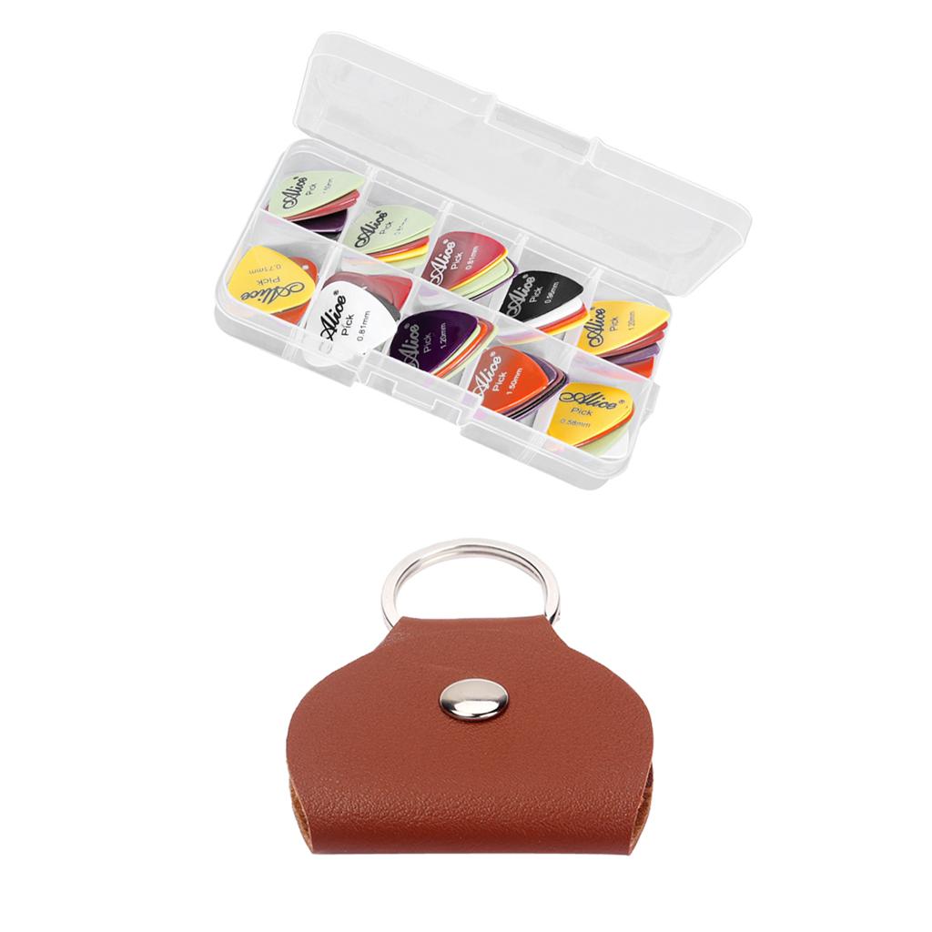 24pcs Plastic Guitar Picks Plectrums with Pick Storage Bag Holder