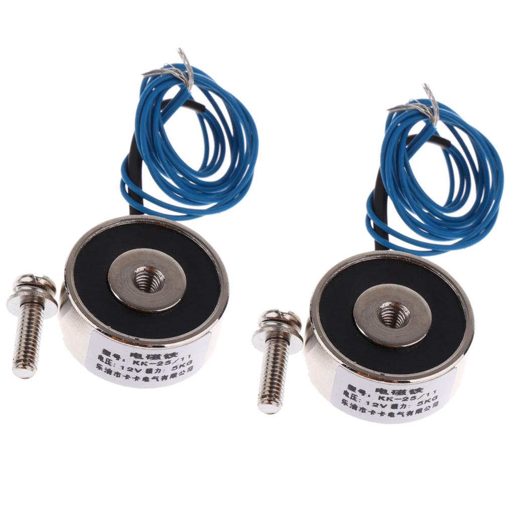 2Pcs DC 12V Ultrathin Sucker Electromagnet Lift Holding KK-25-11