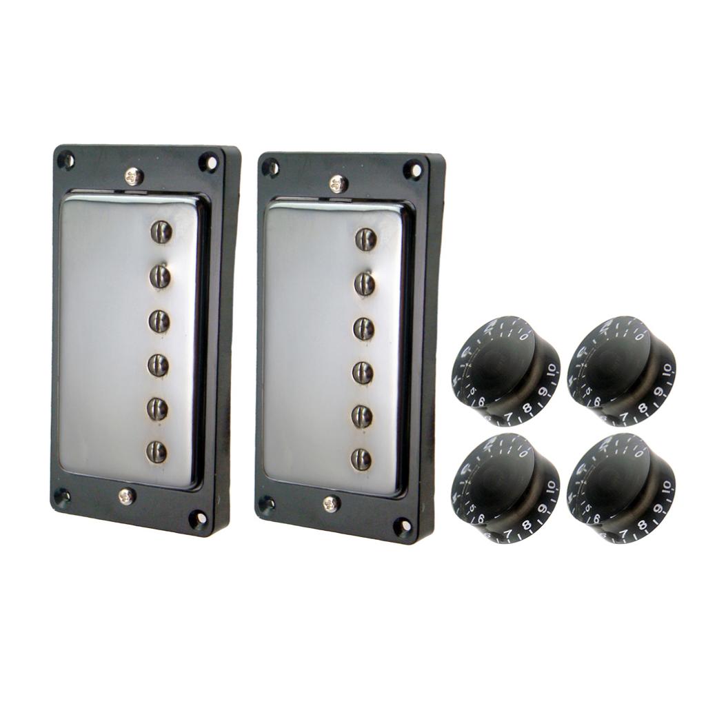 2 Pieces Humbucker Neck&Bridge Pickups with 4 Pieces Knobs for LP EPI Guitar
