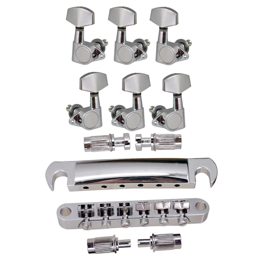 1 Set Bridge Tailpiece with 3L3R Tuning Pegs Keys for LP Guitar