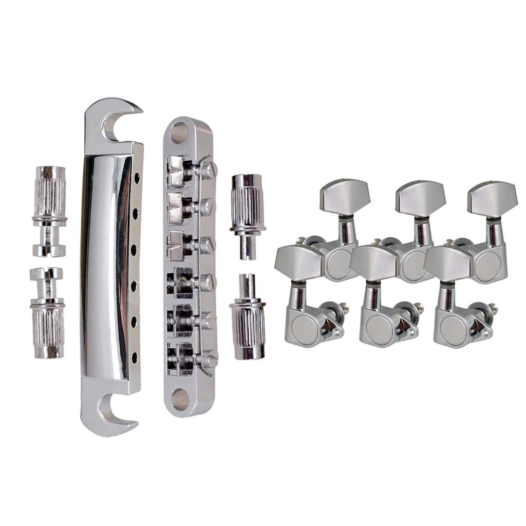1 Set Bridge Tailpiece with 3L3R Tuning Pegs Keys for LP Guitar
