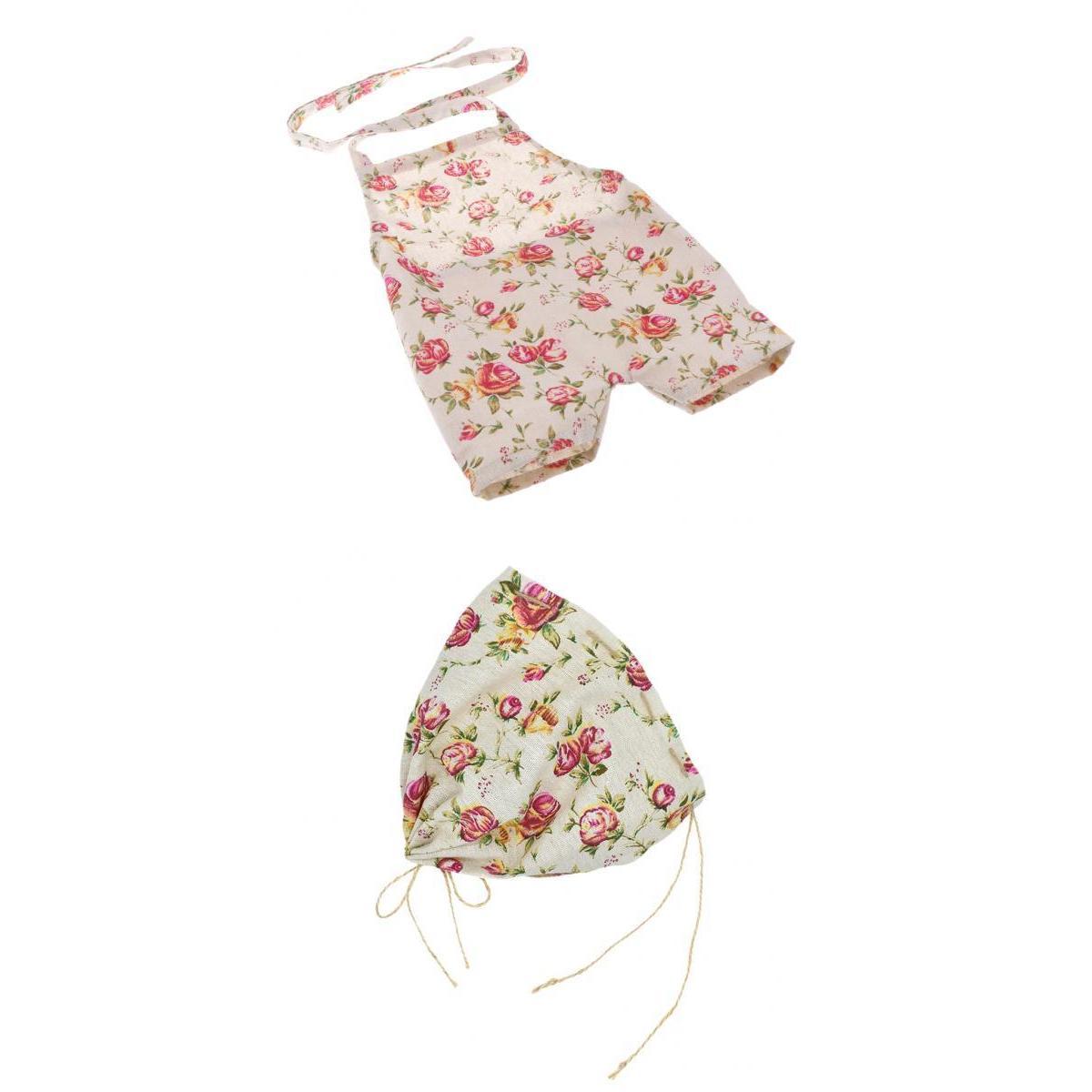 Baby Photography Props Girl Photo Shoot Romper with Hat Rose