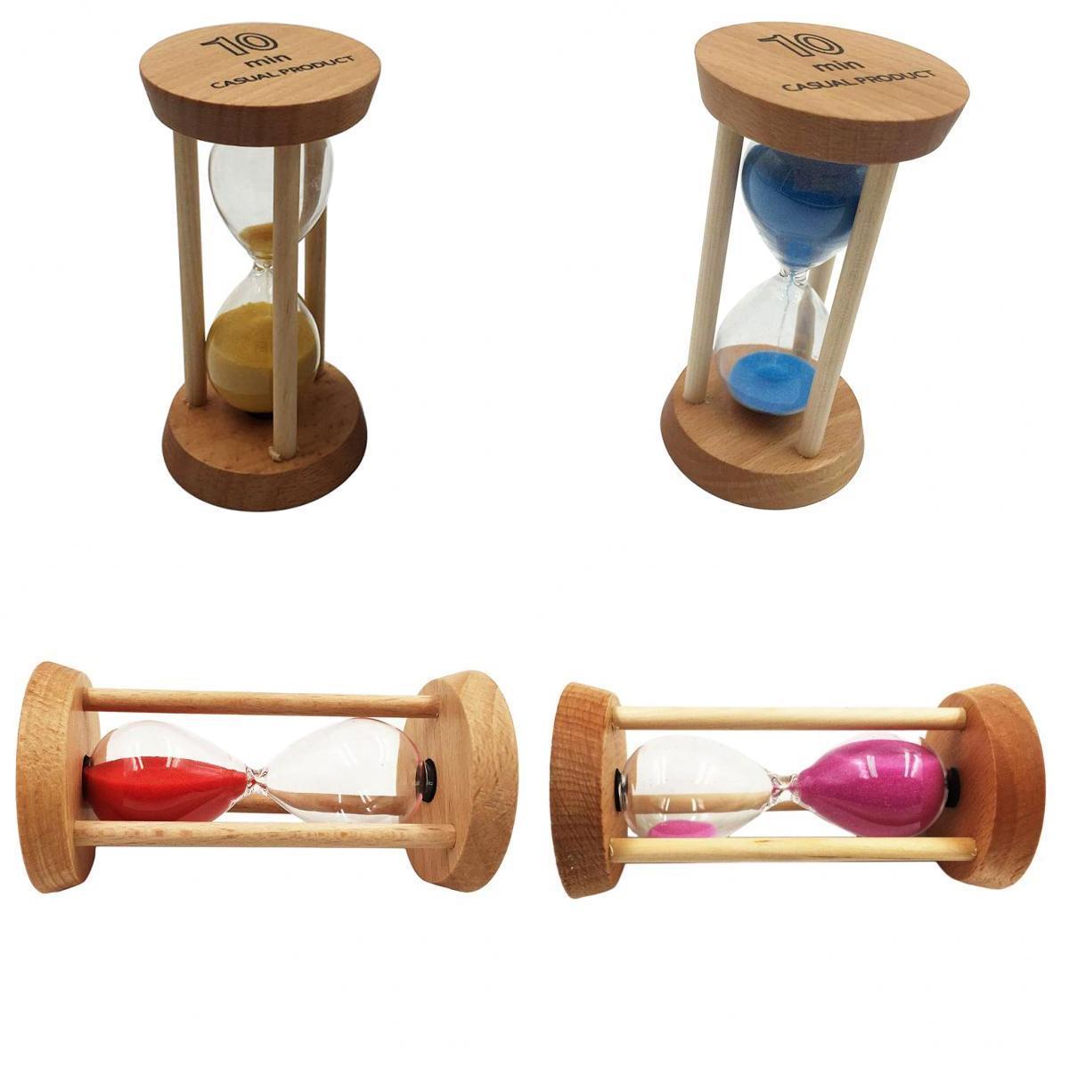 4 Pieces 10 Minutes Wooden Frame Sand Timer Hourglass Home Decor